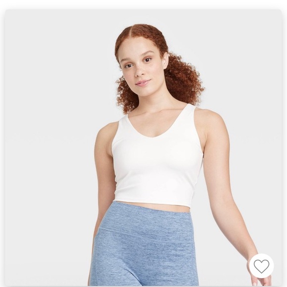 NWT Women’s Light Support V-neck Crops Sports Bra All in Motion - White XS - Picture 1 of 10